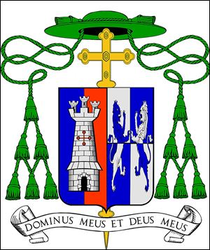This will be the coat of arms for the Most Rev. Daniel Thomas, who becomes the 8th bishop of the Diocese of Toledo after today’s service.