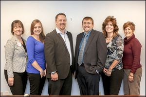 Ohioans Home Healthcare employees Jen Williams, left, director of marketing; Kim Schmeltz, operations manager; James Pierce, quality assurance manager; Josh Adams, CEO; Jen Wood, customer service; and Shelly Williams, quality assurance manager.