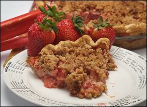 Strawberry rhubarb pie is nicely tart.