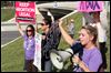 Pro-choice advocates hang banner on I-475