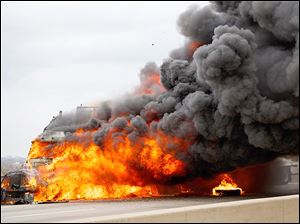 Truck catches fire on Skyway