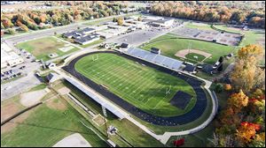 Funds are being raised to add restrooms and a locker room at Bedford Community Stadium. Previous work included bleachers, a press box, and concession stand.