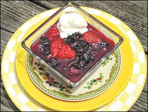 Rødgrød med fløde (Danish berry dessert with cream).