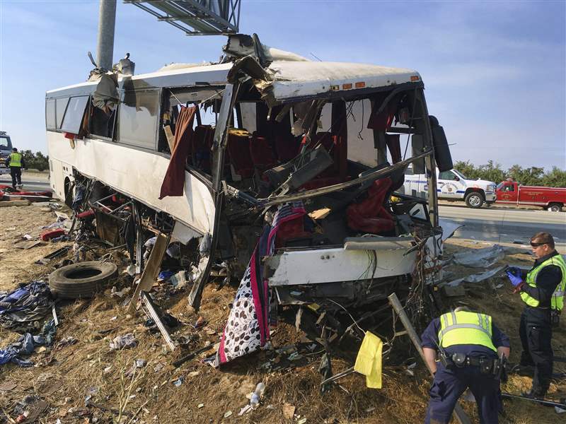 Highway pole rips through bus in California crash, killing 5 The Blade