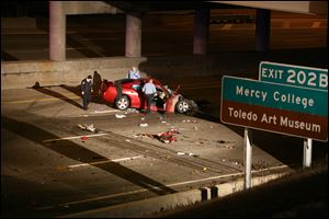 I-75 southbound was closed near Bancroft Street on March 12, 2012, after a wrong-way crash that occurred about 3 a.m. The car was traveling north in the southbound lanes when it hit a Penske truck head on.