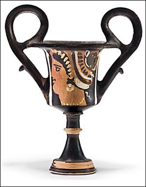Among the items being sold on the online auction, which ends Tuesday, is an Apulian red-figured kantharos.