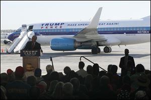Indiana Gov. Mike Pence, Donald Trump’s running mate, speaks on Oct. 25 at the Toledo Express Airport. The Republican team of Mr. Trump and Mr. Pence have made a total of six campaign stops in northwest Ohio.