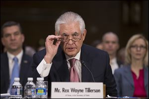 Secretary of State-designate Rex Tillerson testifies on Capitol Hill in Washington at his confirmation hearing before the Senate Foreign Relations Committee.