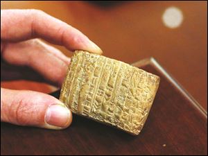 Babylonian clay tablet from 4,000 years ago in the Blade Rare Book Room at the Toledo Public Library on January 12, 2017.