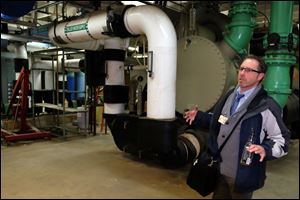 Michael Green, director of Energy Management Plant Operations at UT, talks about the cooling system that cools all of Scott Park at University of Toledo.