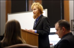 Esten Ciboro, who acted as his own attorney, gives his closing argument in Lucas County Common Pleas Court.