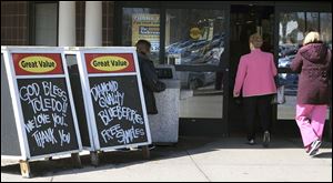 Shoppers at The Andersons store on Talmadge Road in West Toledo will find many empty shelves and depleted inventory.