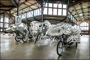 Tony Packo’s and Toledo.com have joined to bring ‘art bikes’ to Toledo for several community events from today to early June. These unusual pedaled beasts were built to support 826Michigan, a free afterschool writing and tutoring program.