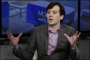 Former pharmaceutical CEO Martin Shkreli speaks during an interview by Maria Bartiromo during her 