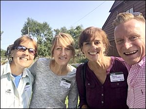The Churchill’s 100th anniversary reunion at Olander Park was a delight for 300 some alumni including, from left: Robin Claucherty, Susan Avino, Jeanne Smiczek, and Bill Garbe, who all worked at Central Avenue in the early 1980s. 