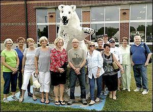 Woodward High School class of 1967 gathered for its 50th reunion with their mascot, the Polar Bear. From left: Veronica (Zarnoch) Komorny, Judy (Mohn) Rosebrook, Sue (Monroe) Bischof, Sue (Sutton) Mizer, Julie (Burns) Hladio, John Fong, Salley (Trabbic) Lindsay, Nancy (Vail) Goldsmith, Ken Allen, Pat (Thomas) James, Al Navarre, Jean (Asta) Birkland, and Carl Nielsen.