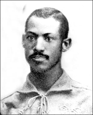 Moses Fleetwood Walker, the first black to play for a major league baseball team. He played for the Toledo team in the old American Association in 1884. He caught 46 games, all barehanded and hit a .251 average.