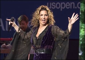 Shania Twain performing at the opening night ceremony of the 2017 U.S. Open Tennis Championships in New York.