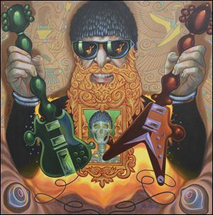 'Billy Gibbons of ZZ Top,' by aristic duo Mr. Atomic, is among 30 paintings on display at the Paula Brown Shop through February. 