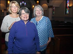 From left, Stephen Ministers Sande Klepzig, Marian Mulligan and Cathie Sommer at Hope Lutheran Church in Toledo on Nov. 20.