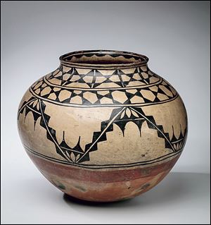 ‘Polychrome Pottery Jar, Santo Domingo Pueblo, 1865-1875, is among the new acquisitions at the Toledo Museum of Art.