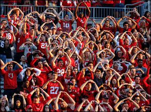 Ohio State fans cheer against Oklahoma during the first quarter September 9 in Columbus.
