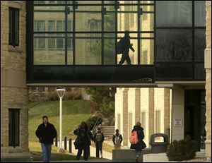 Students make their way between classes at the University of Toledo on Thursday, February 1. 