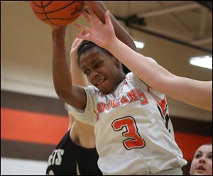 Southview's Charnae Merrell, pictured in a game earlier this season, scored 18 points Thursday in a win over Napoleon.