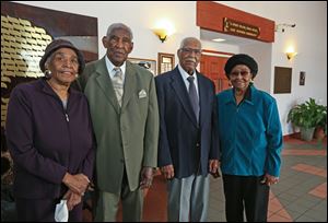 From left: Carolyn Shoecraft Mitchell, Charles Allen, Joseph Allen, and Marilyn Shoecraft Anderson at Warren AME Church in Toledo.