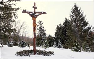 An outdoor crucifix on the grounds of the Sisters of St. Francis in Sylvania. 
