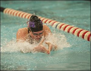 Alexis Prenzlin of Fremont Ross swims the breaststroke leg of the girls 200-yard medley relay at the state championships in Canton.
