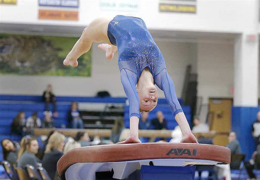 Whitmer’s Harder wins floor exercise title at state gymnastics