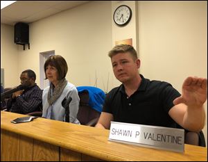 Spencer Township Board of Trustees held a special public meeting Tuesday evening to discuss possibly leaving the Toledo Public Schools district. From left to right: Dawn McDonald (fiscal officer), Michael Hood (Trustee), Teresa Bettinger (Trustee), and Shawn Valentine (Trustee).