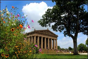 The Parthenon Pavilion housing the Athena statue in Centennial Park in Nashville, Tennessee.