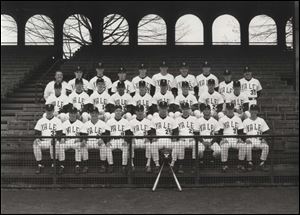 Michigan football defensive coordinator Don Brown, wearing No. 35 in the upper right corner, coached Yale's 1992 baseball team to the NCAA tournament.