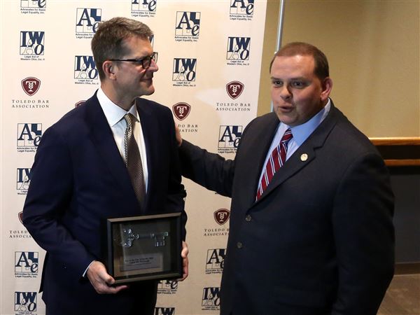 Harbaugh visits Toledo to advocate for equality in court system