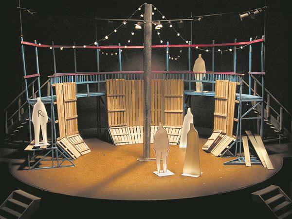 Elaborate theater sets begin with a tiny replica
