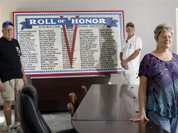 Sign of service: Memorial honoring Haskins' WWII vets restored