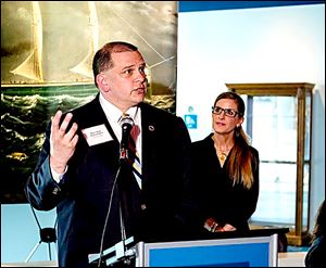 Toledo Mayor Wade Kapszukiewicz speaks after presenting a proclamation from the City of Toledo, congratulating United Way on its 100-year anniversary.