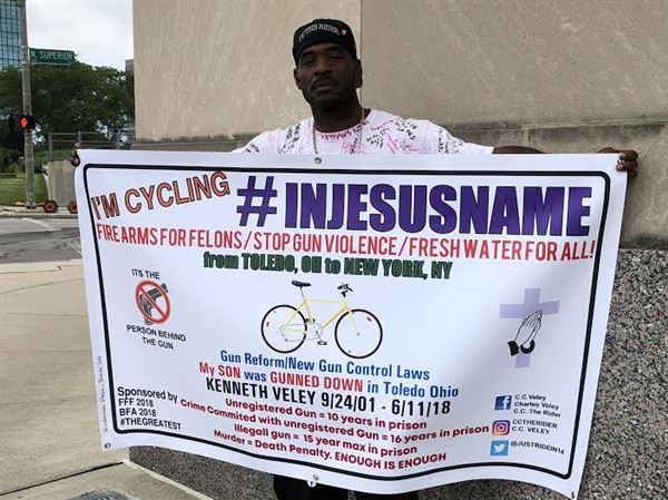 Toledo man pedals cross-country for end to cycle of gun violence