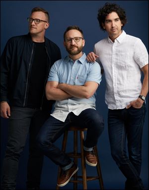 Sanctus Real band members, from left: Dustin Lolli, Mark Graalman, and Chris Rohman. The Toledo-based Christian rock band will perform at Grace United Methodist Church of Perrysburg Thursday.