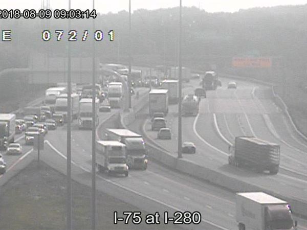 Traffic slowed on southbound I-75 at I-280 due to crash