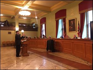 Chris Winslow, director of Ohio Sea Grant and Ohio State’s Stone Lab, testifies before special state legislative committee created to study the health of Lake Erie.
