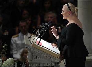 Meghan McCain speaks at a memorial service for her father, Sen. John McCain, at Washington National Cathedral.