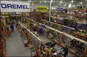 Aisles of tools occupy part of the newly reopened 100,000-square-foot Home Depot in Rossford.