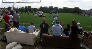 Defiance College students have seats at the stadium as comfortable as those in their living rooms. In fact, they came from their living rooms. The atmosphere is definitely different at a Division III game.