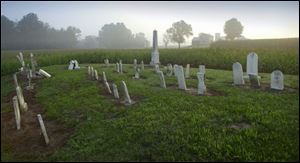 About five dozen graves dating from the 1850s, '60s, and '70s are scattered about Hineline Cemetery in Rice Township.