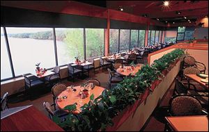 A restaurant in the park's resort lodge provides diners with a good view of the eastern half of Deer Creek Lake.