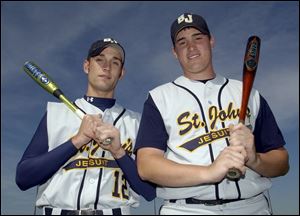 St. John's Chase Welker, left, is batting .458 with a home run and 7 RBIs and Travis Pilewski is hitting .444, with 2 home runs and 11 RBIs.