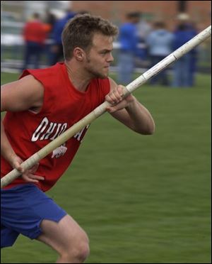 Corey Ptaszynski of Springfield High School practices his approach.